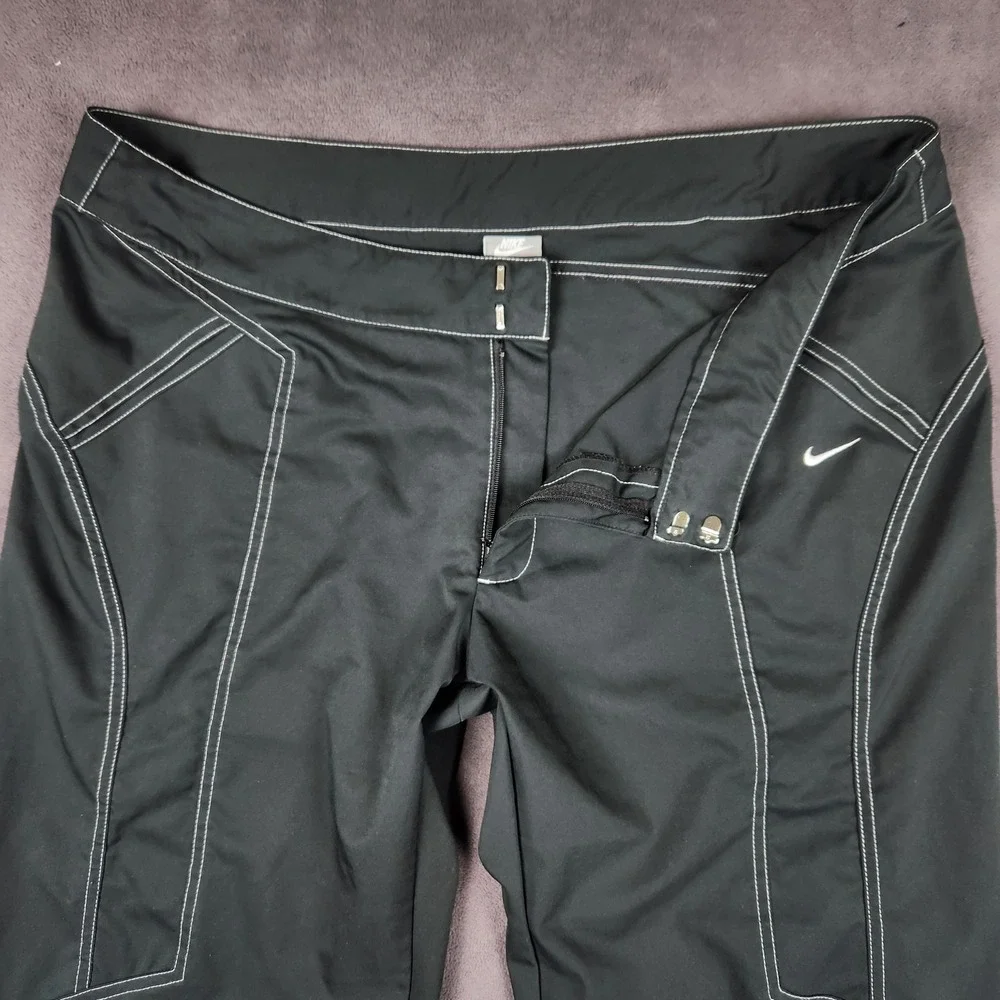 Nike Heritage Sportswear Bootcut Pants Womens XL Black Y2K Contrast‎ Stitch